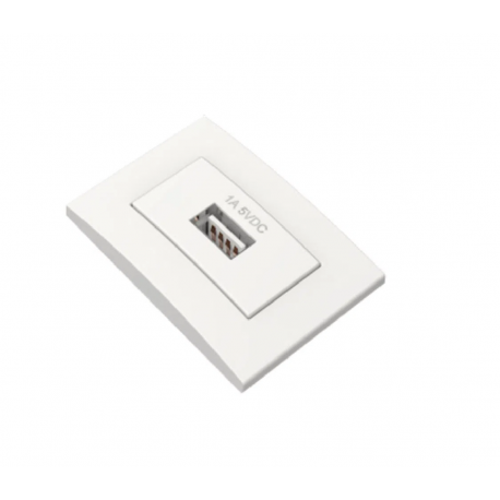 TOMADA USB 1A BRANCA COM ESPELHO N52.01B