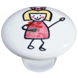 Puxador Infantil em Cerâmica Menina Flor 37 mm ITALYLINE - 7049 8640