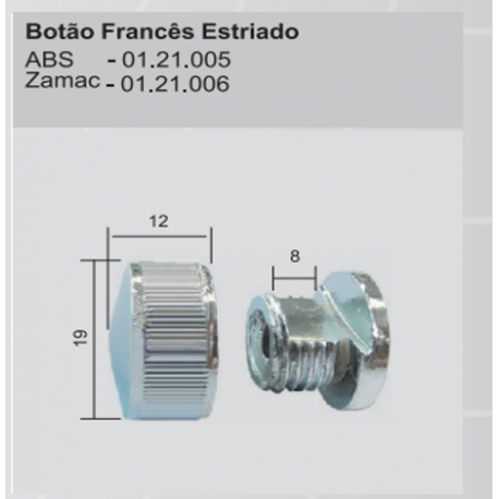 BOTAO FRANCES ESTRIADO ZAMAC CROMADO 0121006