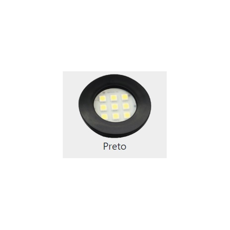 LUMINARIA REDONDA 46MM PRETA 9LEDS FRIA E511P