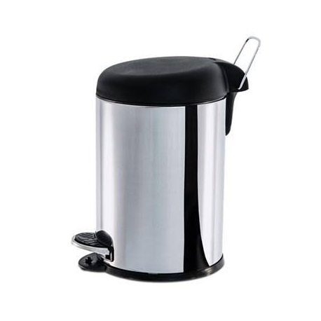 LIXEIRA INOX C/ PEDAL 5L TAMPA PRETA 3048/202